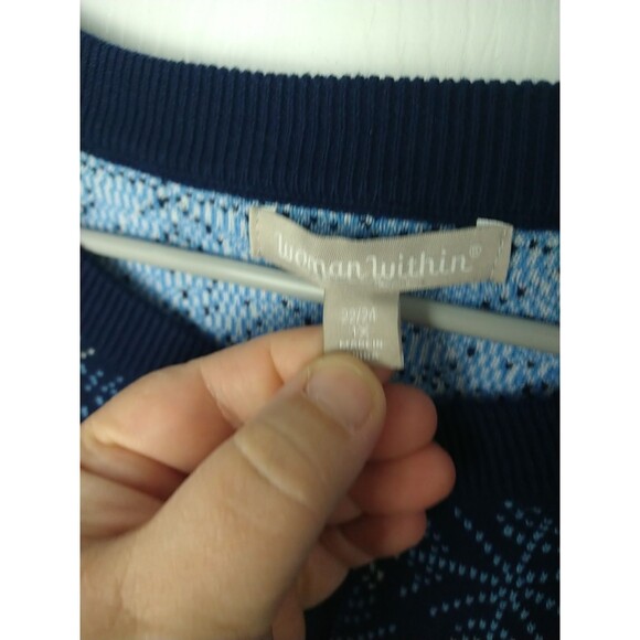 Woman Within 22/24 Snowflake Sweater Button Shirt Sleeve Cardigan Casual - Picture 3 of 9